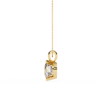 2.20 CT Round Lab-Grown Diamond Partial-Bezel Solitaire Pendant Necklace in 14K Gold & Platinum