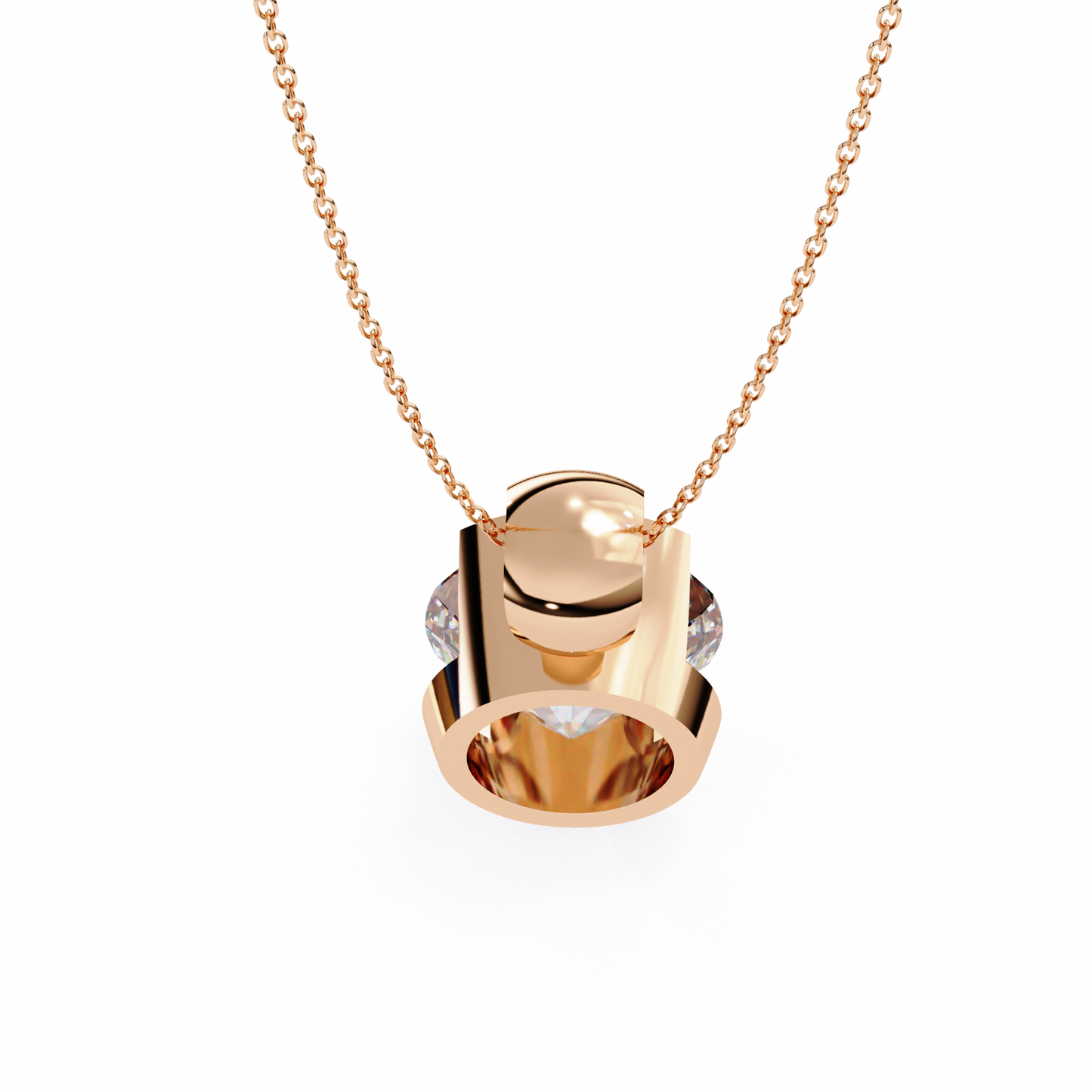 2.20 CT Round Lab-Grown Diamond Partial-Bezel Solitaire Pendant Necklace in 14K Gold & Platinum