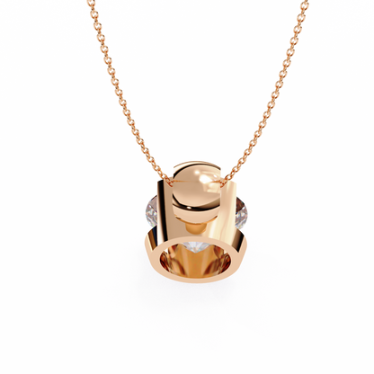 2.20 CT Round Lab-Grown Diamond Partial-Bezel Solitaire Pendant Necklace in 14K Gold & Platinum