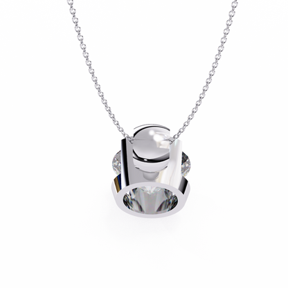2.20 CT Round Lab-Grown Diamond Partial-Bezel Solitaire Pendant Necklace in 14K Gold & Platinum