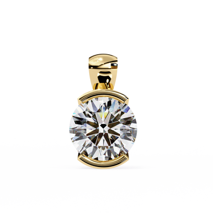 2.20 CT Round Lab-Grown Diamond Partial-Bezel Solitaire Pendant Necklace in 14K Gold & Platinum
