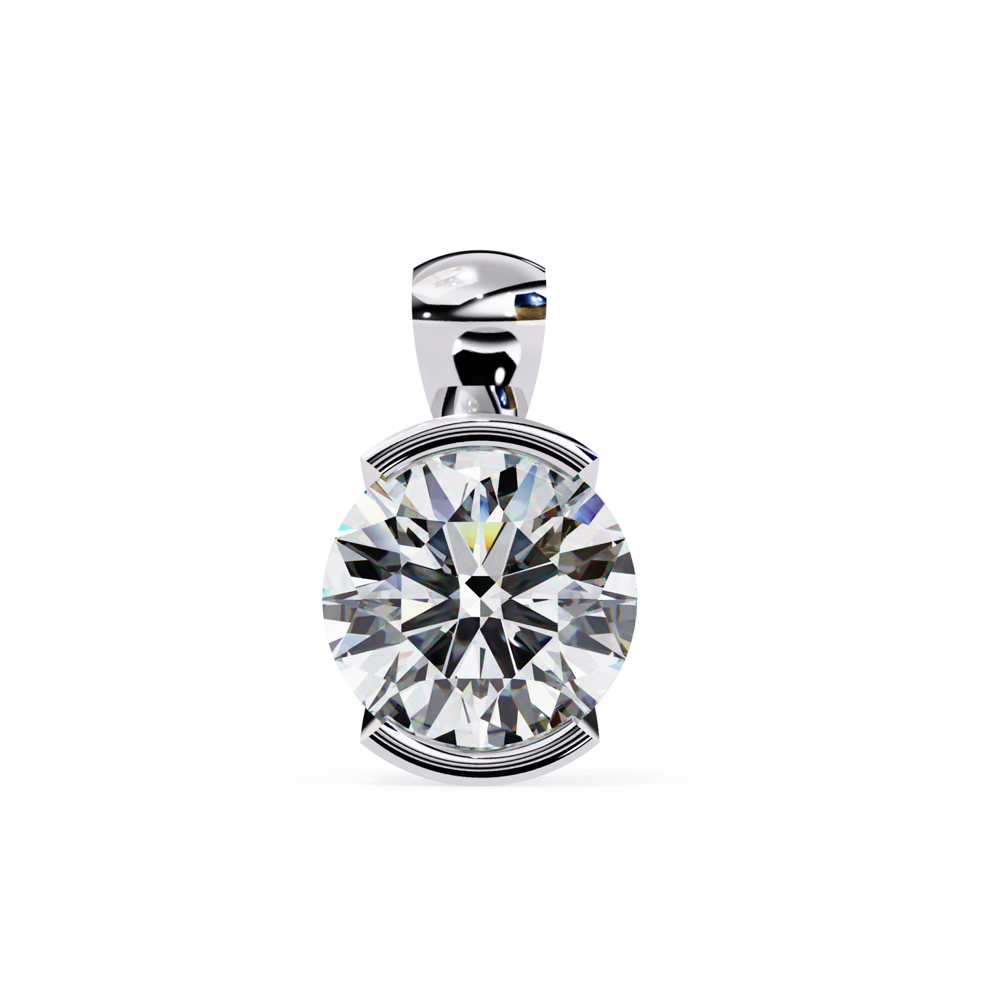 2.20 CT Round Lab-Grown Diamond Partial-Bezel Solitaire Pendant Necklace in 14K Gold & Platinum
