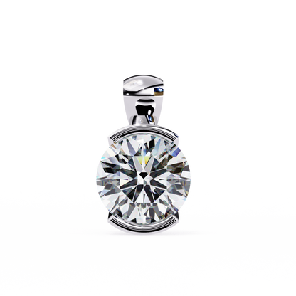 2.20 CT Round Lab-Grown Diamond Partial-Bezel Solitaire Pendant Necklace in 14K Gold & Platinum
