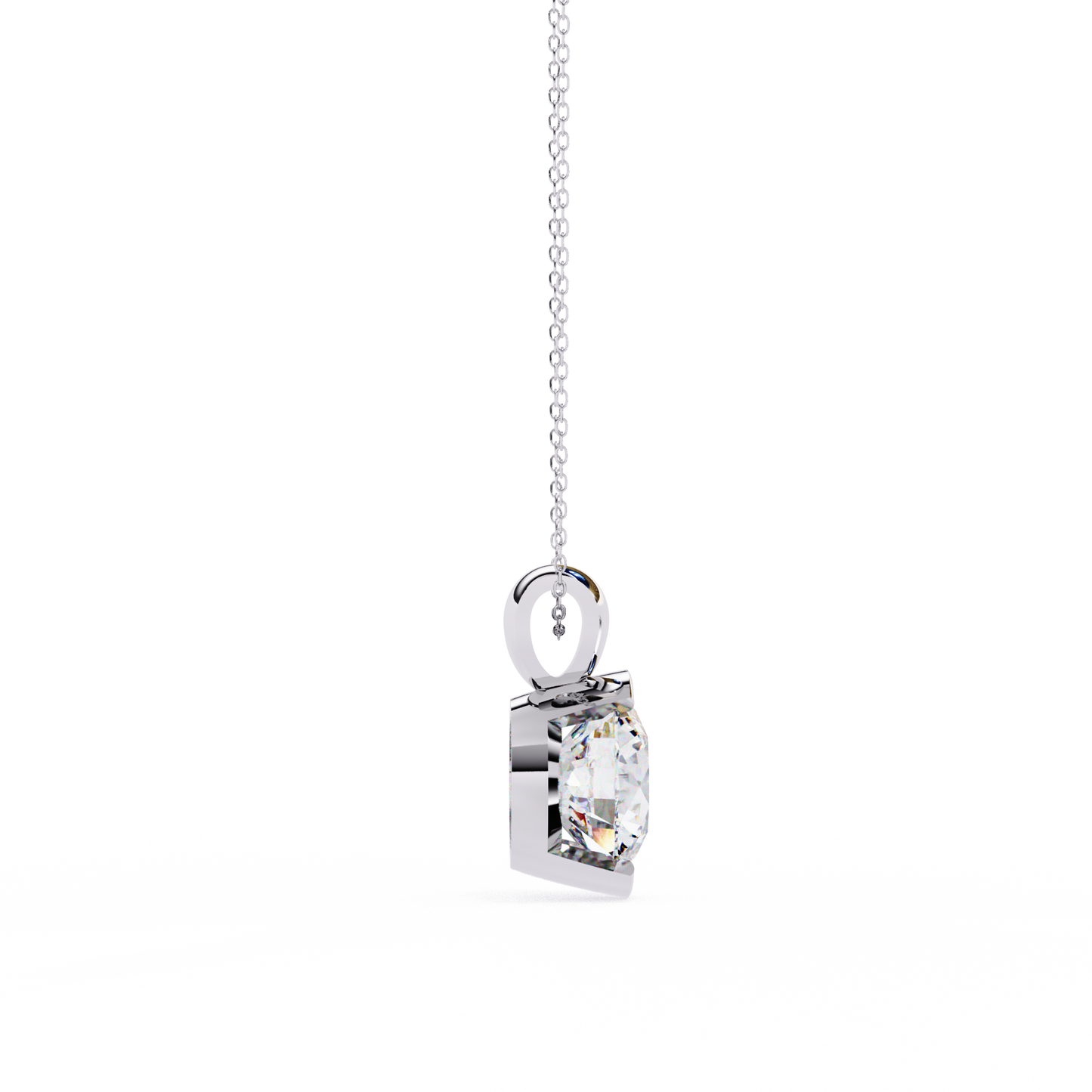 2.20 CT Round Lab-Grown Diamond Partial-Bezel Solitaire Pendant Necklace in 14K Gold & Platinum