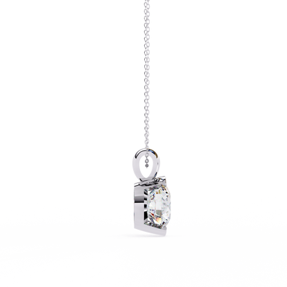 2.20 CT Round Lab-Grown Diamond Partial-Bezel Solitaire Pendant Necklace in 14K Gold & Platinum