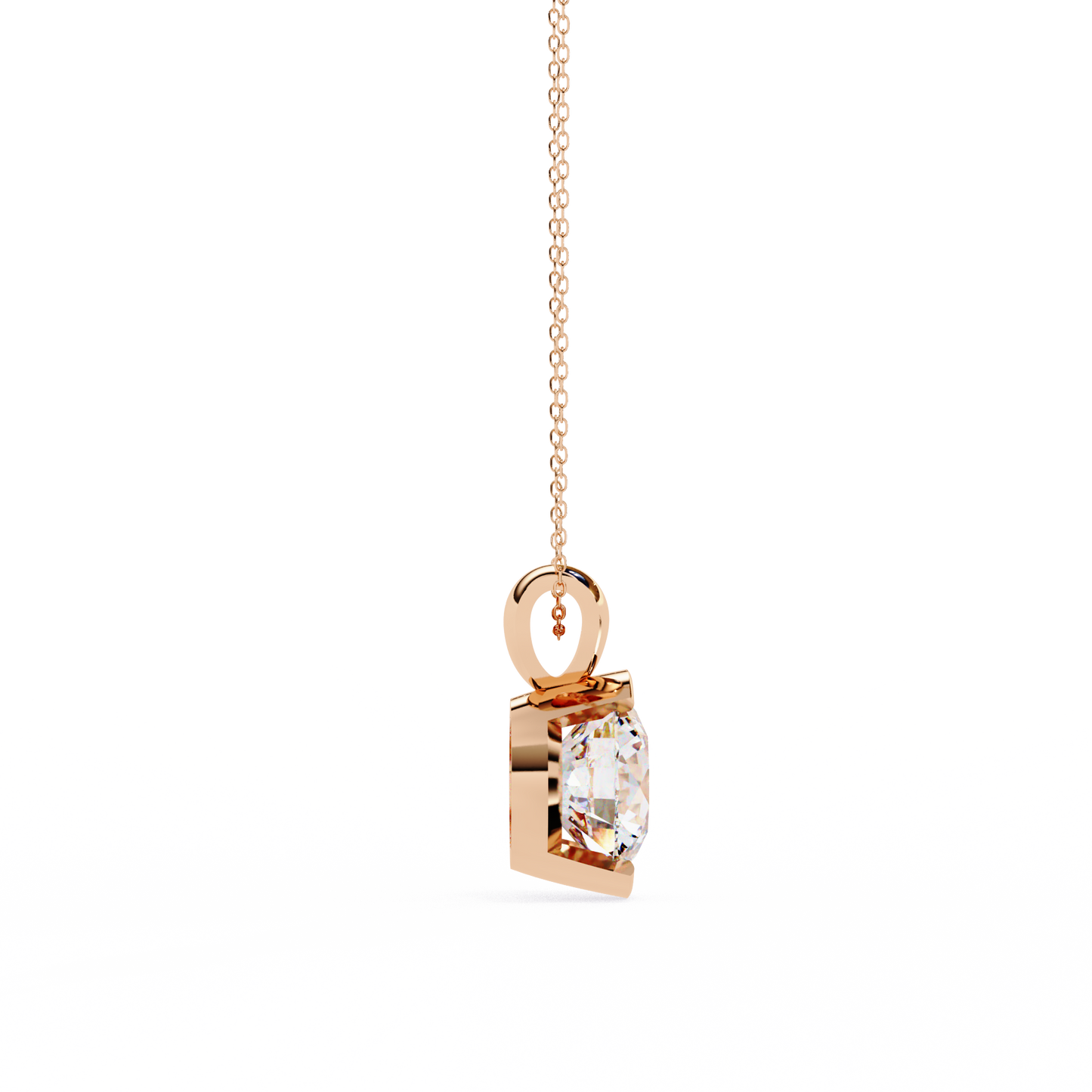 2.20 CT Round Lab-Grown Diamond Partial-Bezel Solitaire Pendant Necklace in 14K Gold & Platinum