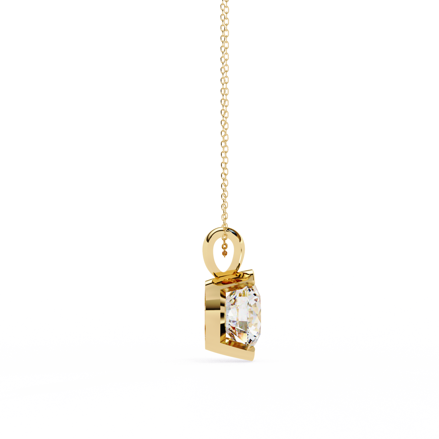 2.20 CT Round Lab-Grown Diamond Partial-Bezel Solitaire Pendant Necklace in 14K Gold & Platinum