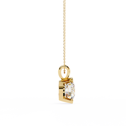 2.20 CT Round Lab-Grown Diamond Partial-Bezel Solitaire Pendant Necklace in 14K Gold & Platinum
