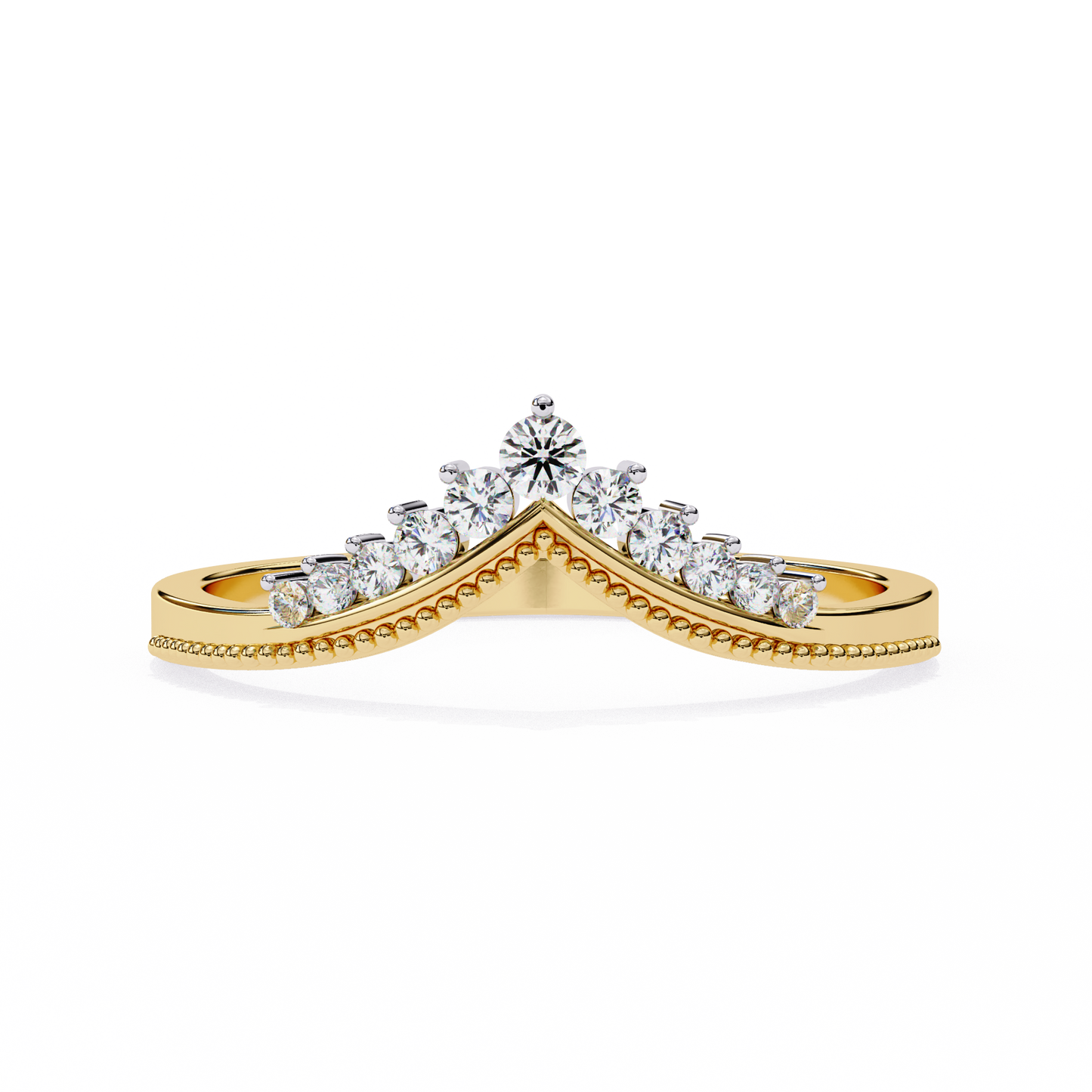 0.15 CTW Graduated Diamond Chevron Crown Wedding Band In 14K Gold
