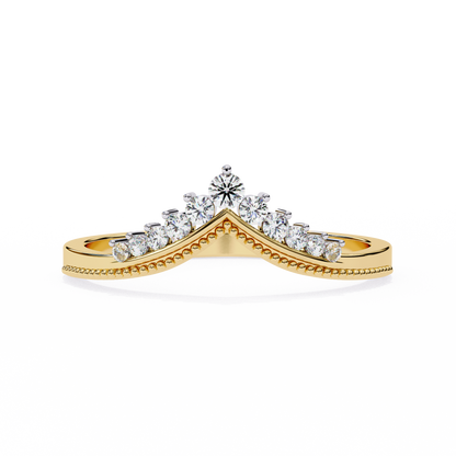 0.15 CTW Graduated Diamond Chevron Crown Wedding Band In 14K Gold