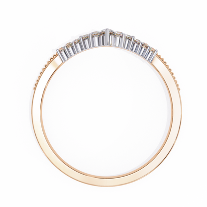 0.15 CTW Graduated Diamond Chevron Crown Wedding Band In 14K Gold