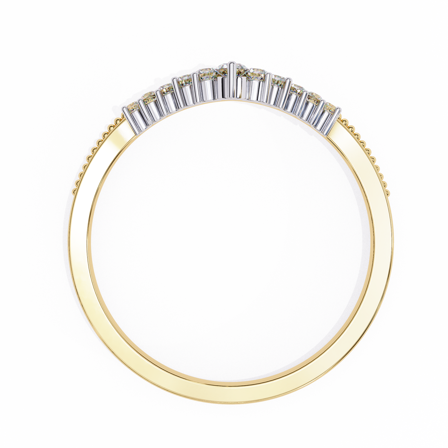 0.15 CTW Graduated Diamond Chevron Crown Wedding Band In 14K Gold