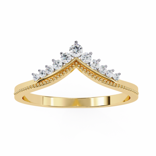 0.15 CTW Graduated Diamond Chevron Crown Wedding Band In 14K Gold