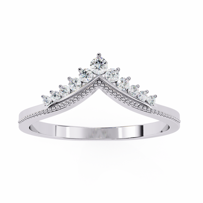 0.15 CTW Graduated Diamond Chevron Crown Wedding Band In 14K Gold