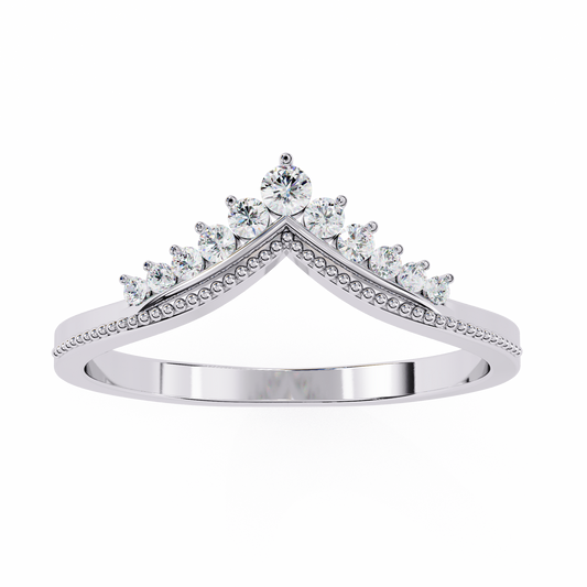 0.15 CTW Graduated Diamond Chevron Crown Wedding Band In 14K Gold