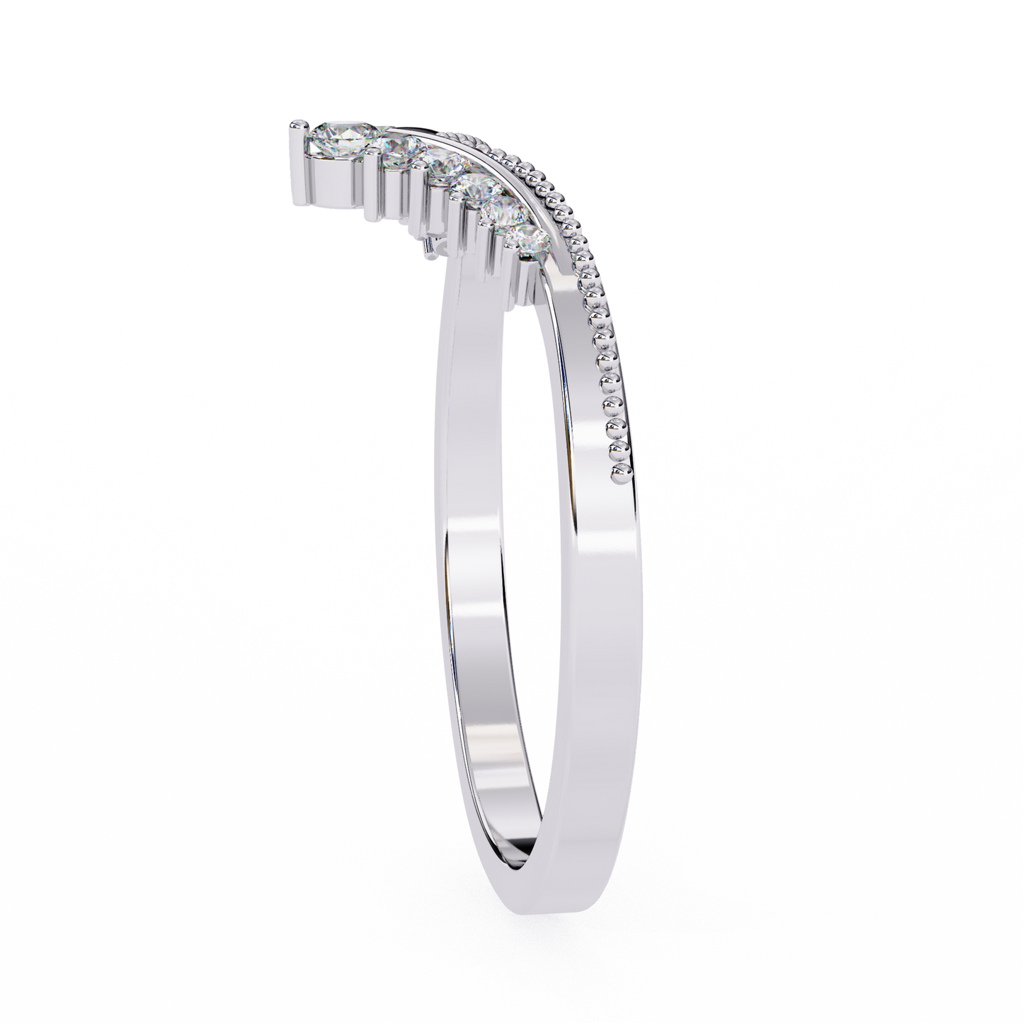 0.15 CTW Graduated Diamond Chevron Crown Wedding Band In 14K Gold
