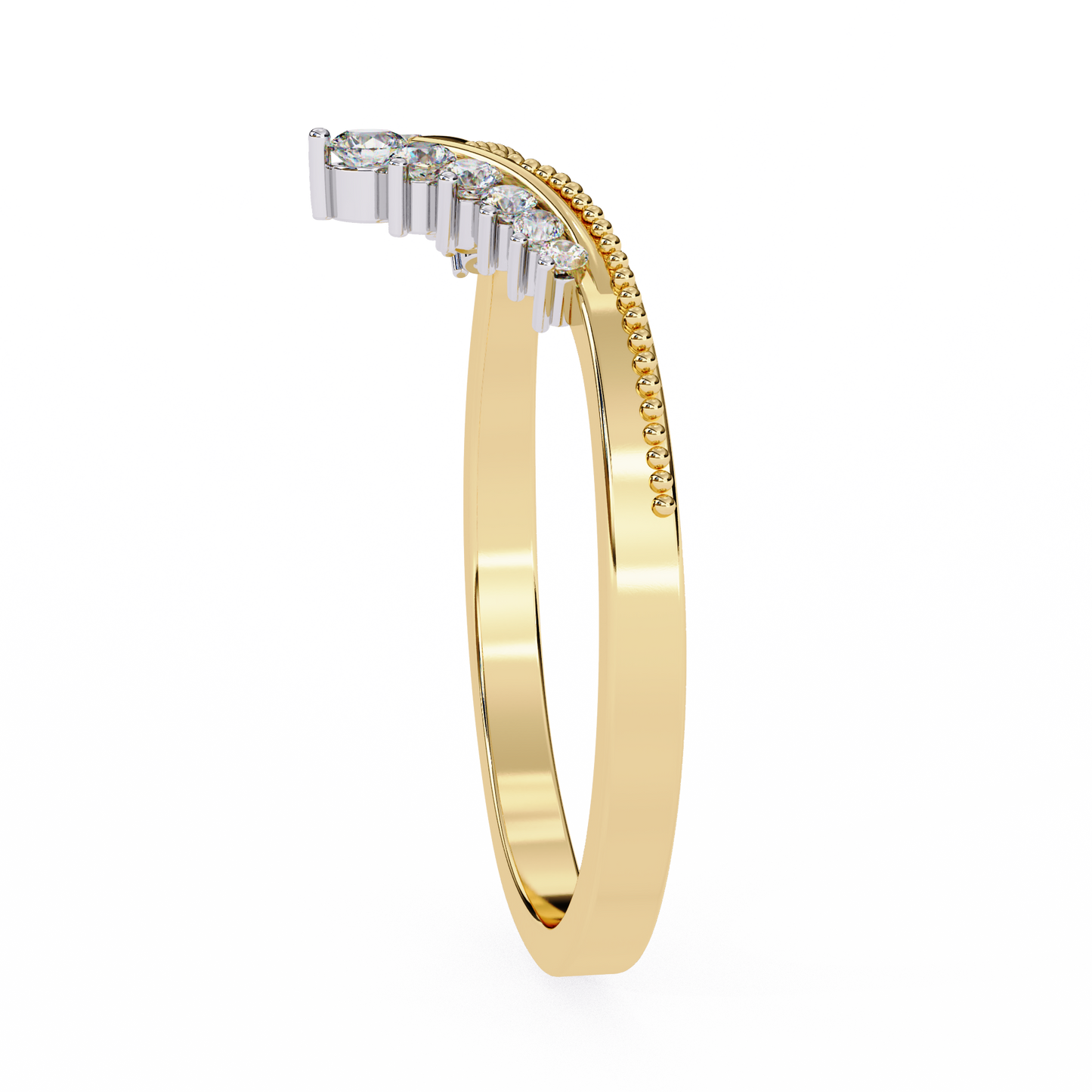 0.15 CTW Graduated Diamond Chevron Crown Wedding Band In 14K Gold