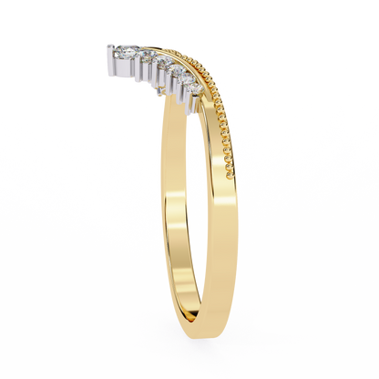 0.15 CTW Graduated Diamond Chevron Crown Wedding Band In 14K Gold
