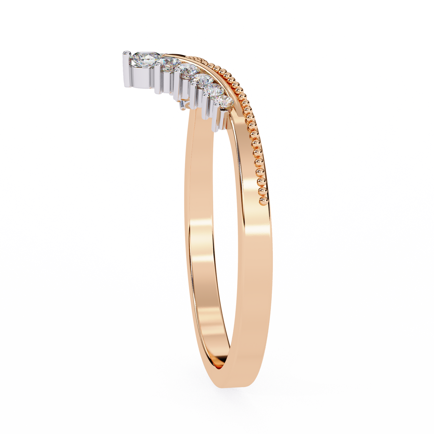 0.15 CTW Graduated Diamond Chevron Crown Wedding Band In 14K Gold