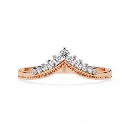 0.15 CTW Graduated Diamond Chevron Crown Wedding Band In 14K Gold