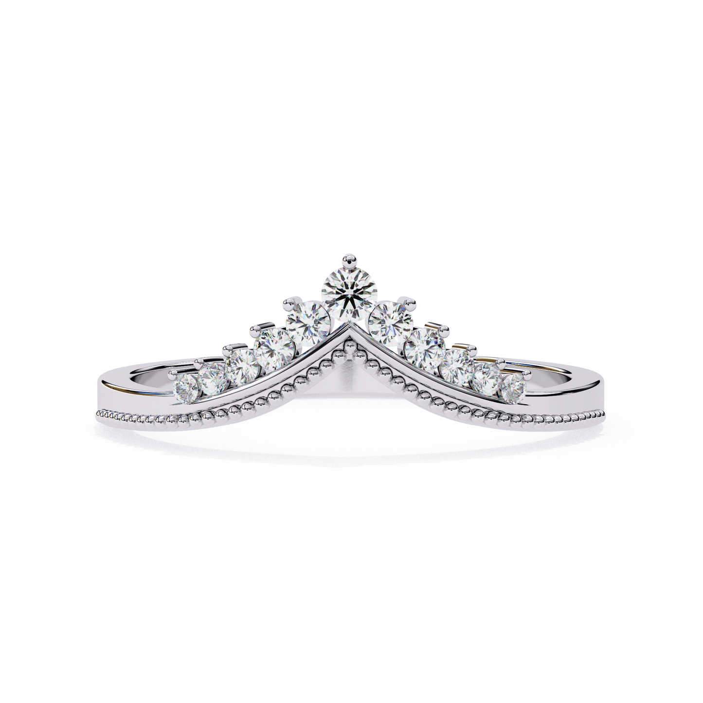 0.15 CTW Graduated Diamond Chevron Crown Wedding Band In 14K Gold