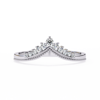 0.15 CTW Graduated Diamond Chevron Crown Wedding Band In 14K Gold