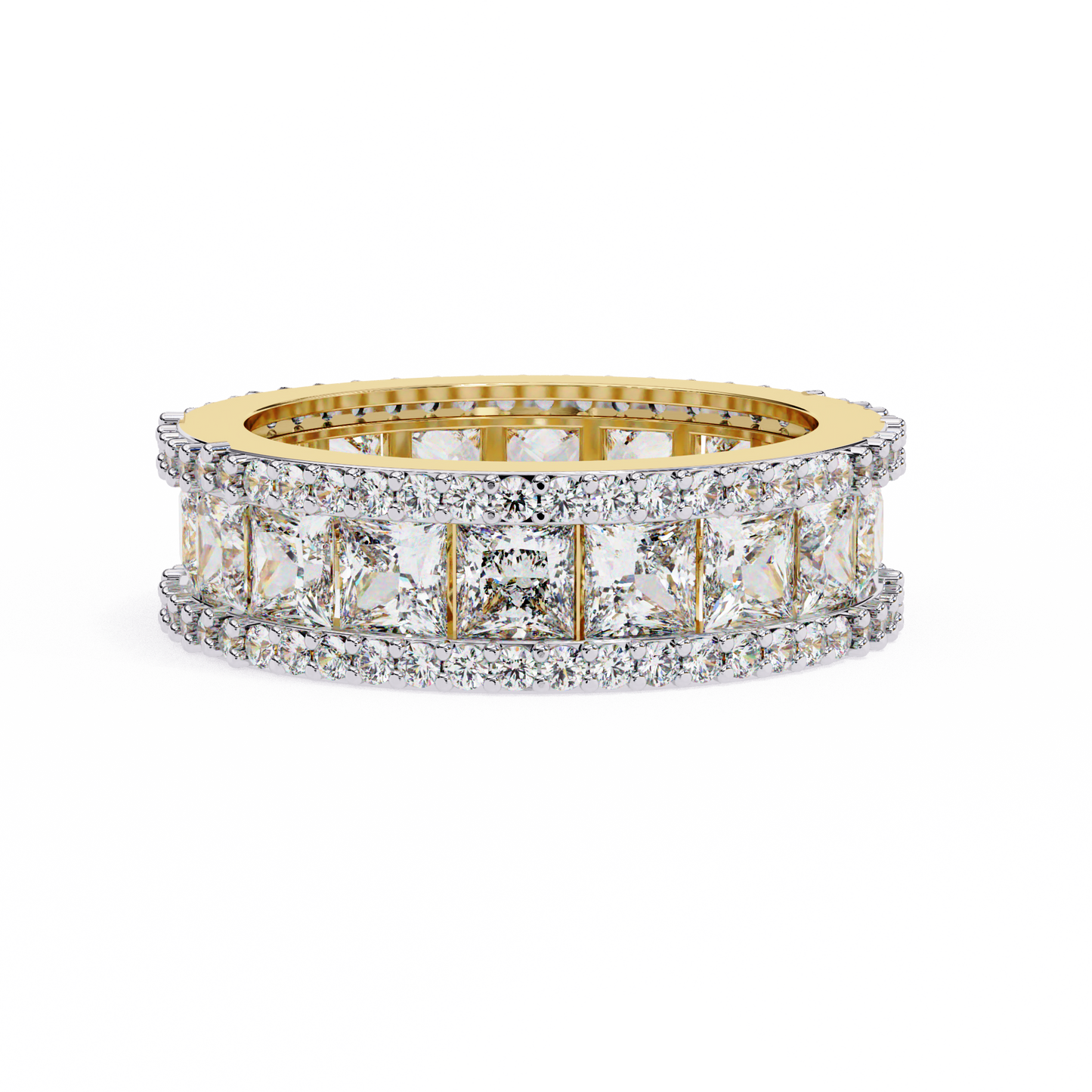 3.54 CTW Princess Cut Lab Grown Diamond Triple Row Full Eternity Band 14K Gold