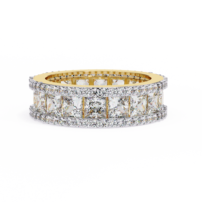 3.54 CTW Princess Cut Lab Grown Diamond Triple Row Full Eternity Band 14K Gold