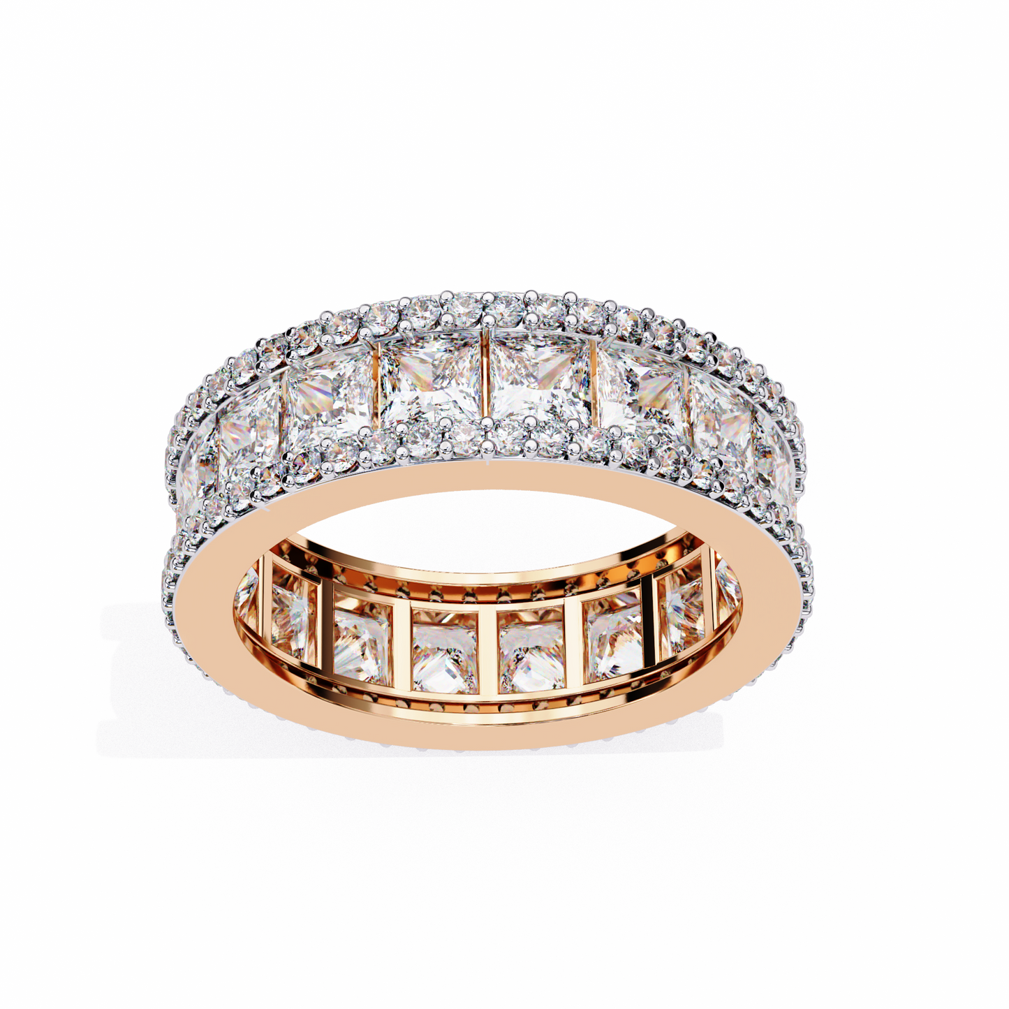 3.54 CTW Princess Cut Lab Grown Diamond Triple Row Full Eternity Band 14K Gold