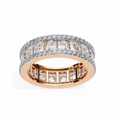 3.54 CTW Princess Cut Lab Grown Diamond Triple Row Full Eternity Band 14K Gold