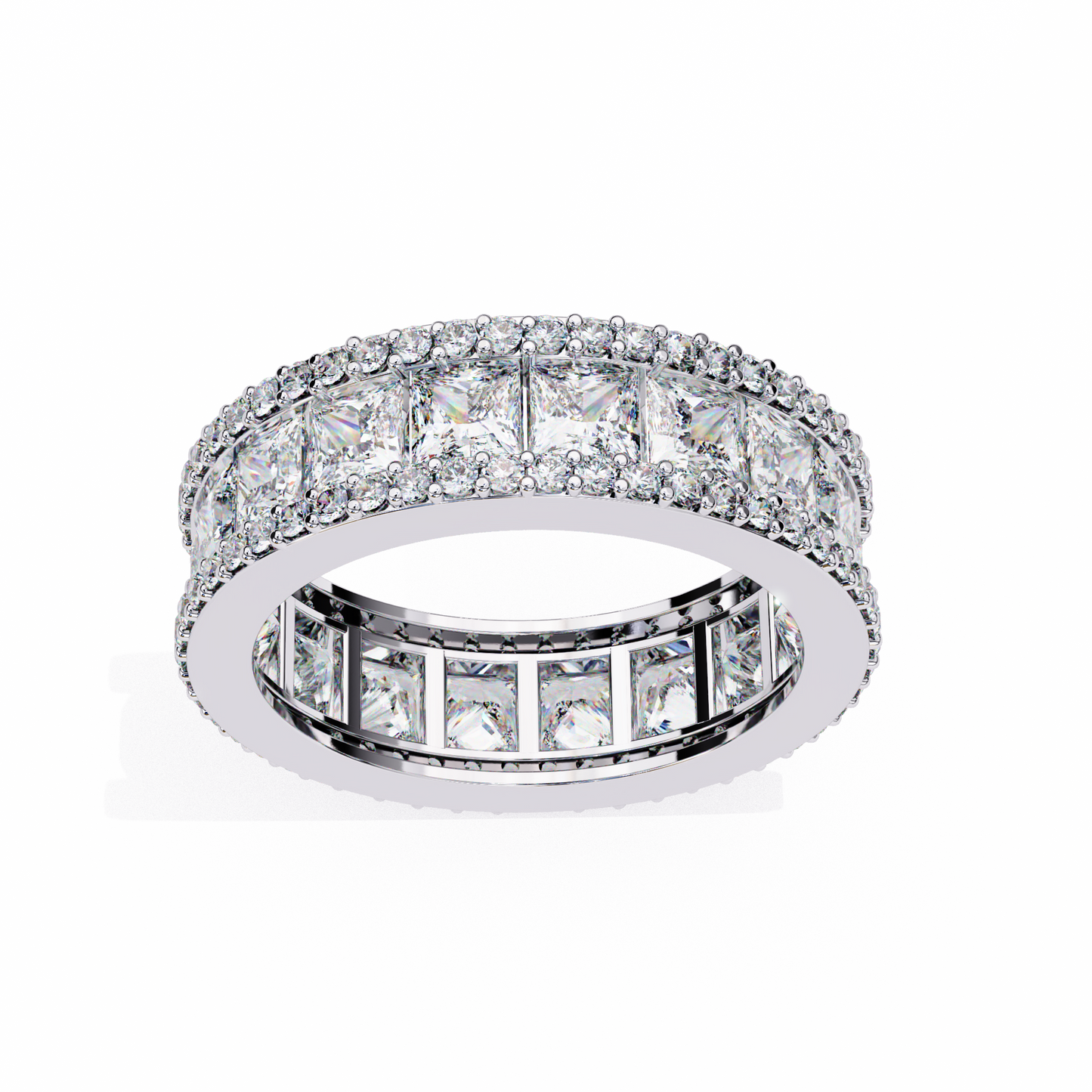 3.54 CTW Princess Cut Lab Grown Diamond Triple Row Full Eternity Band 14K Gold