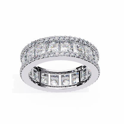 3.54 CTW Princess Cut Lab Grown Diamond Triple Row Full Eternity Band 14K Gold