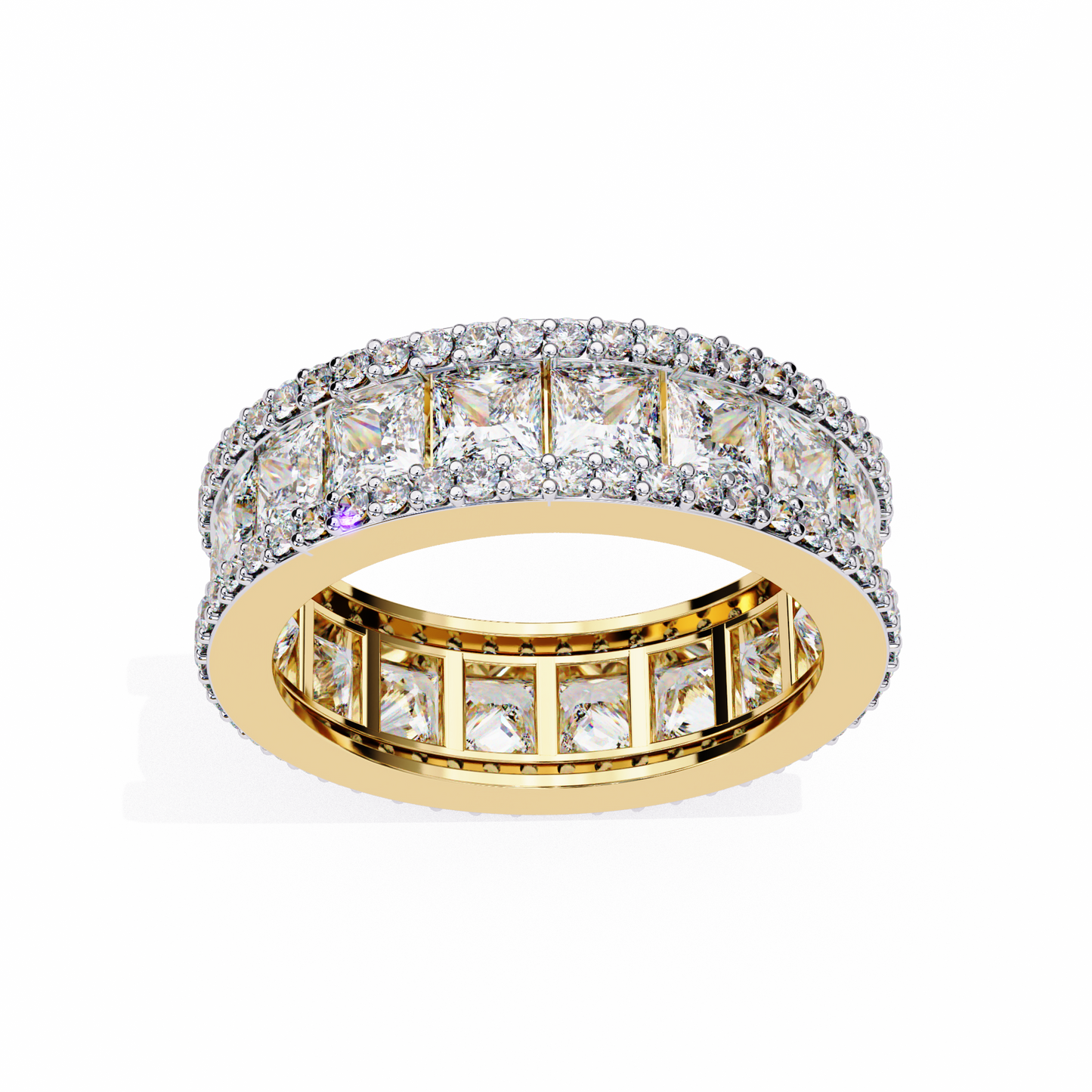 3.54 CTW Princess Cut Lab Grown Diamond Triple Row Full Eternity Band 14K Gold