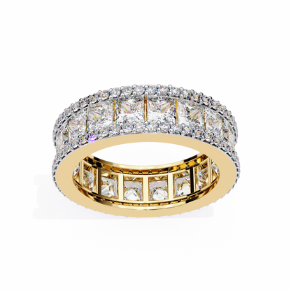 3.54 CTW Princess Cut Lab Grown Diamond Triple Row Full Eternity Band 14K Gold