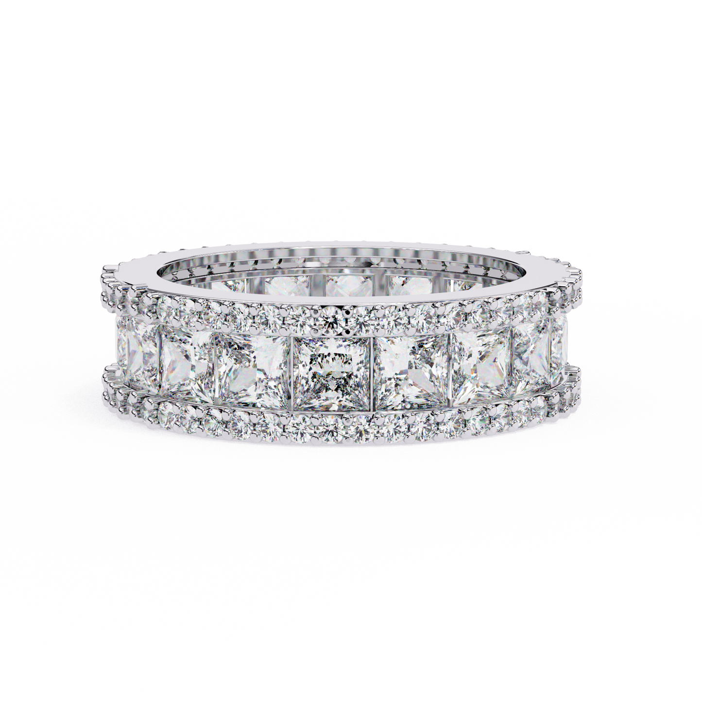 3.54 CTW Princess Cut Lab Grown Diamond Triple Row Full Eternity Band 14K Gold
