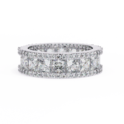 3.54 CTW Princess Cut Lab Grown Diamond Triple Row Full Eternity Band 14K Gold