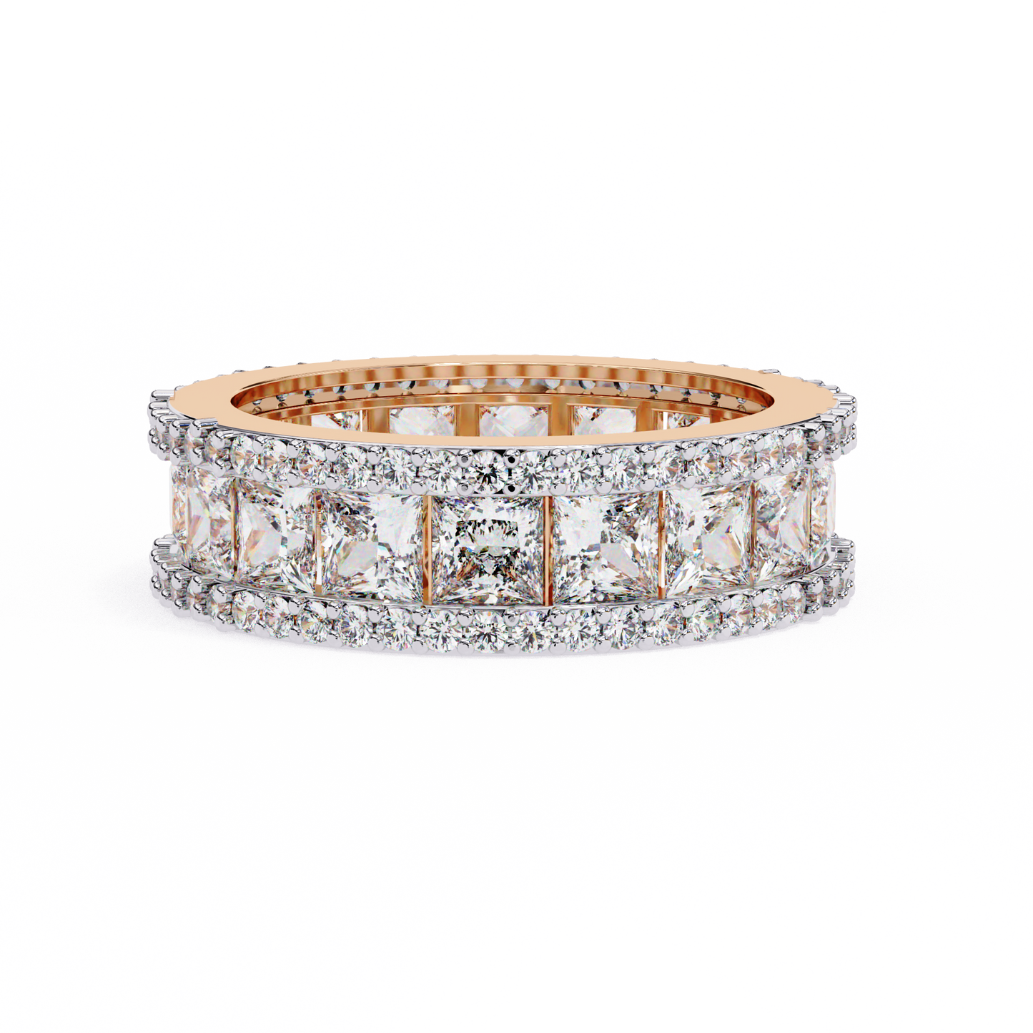 3.54 CTW Princess Cut Lab Grown Diamond Triple Row Full Eternity Band 14K Gold