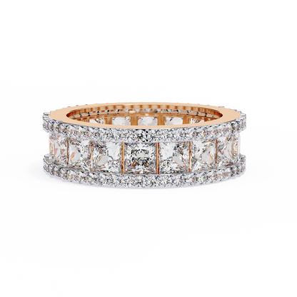 3.54 CTW Princess Cut Lab Grown Diamond Triple Row Full Eternity Band 14K Gold