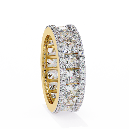 3.54 CTW Princess Cut Lab Grown Diamond Triple Row Full Eternity Band 14K Gold