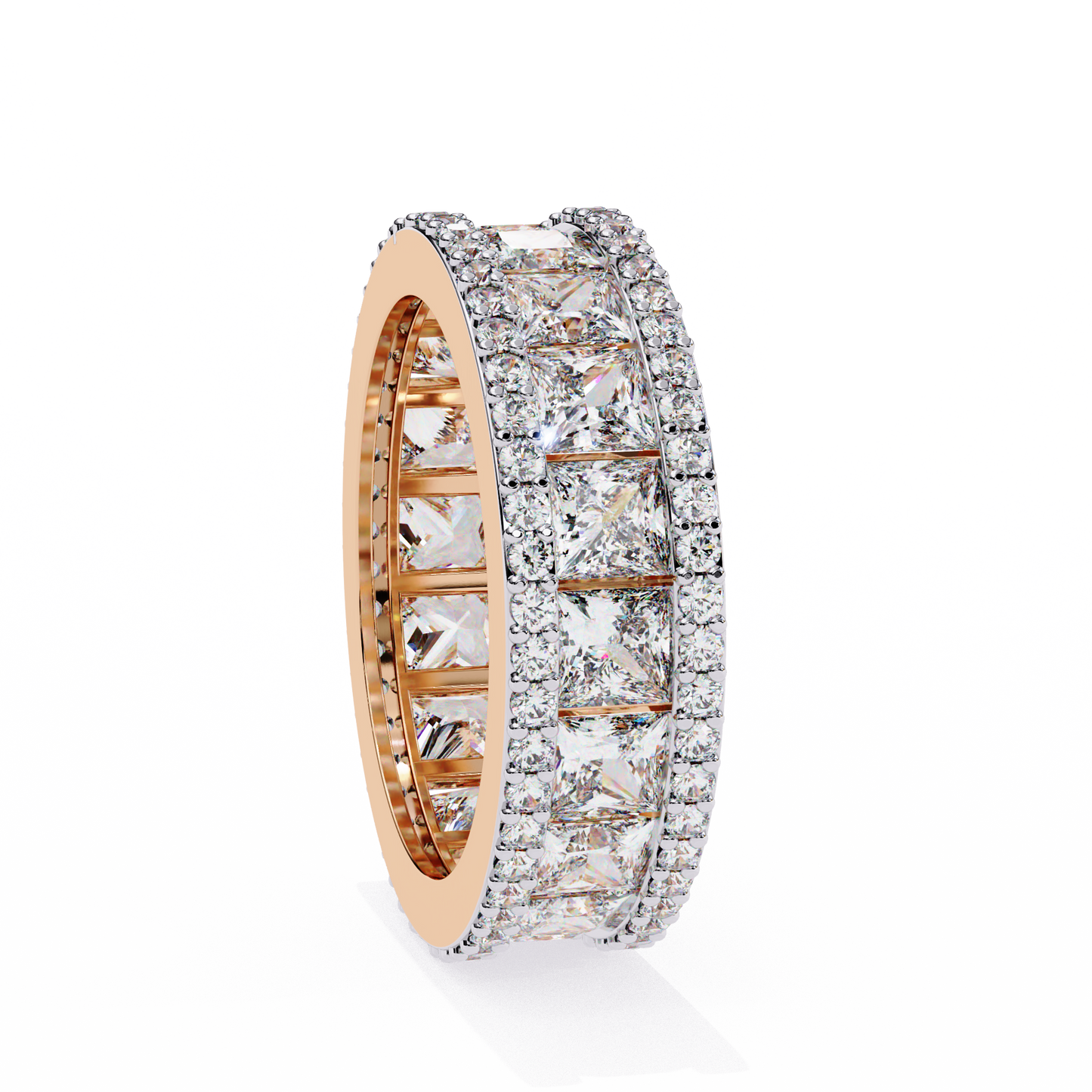 3.54 CTW Princess Cut Lab Grown Diamond Triple Row Full Eternity Band 14K Gold