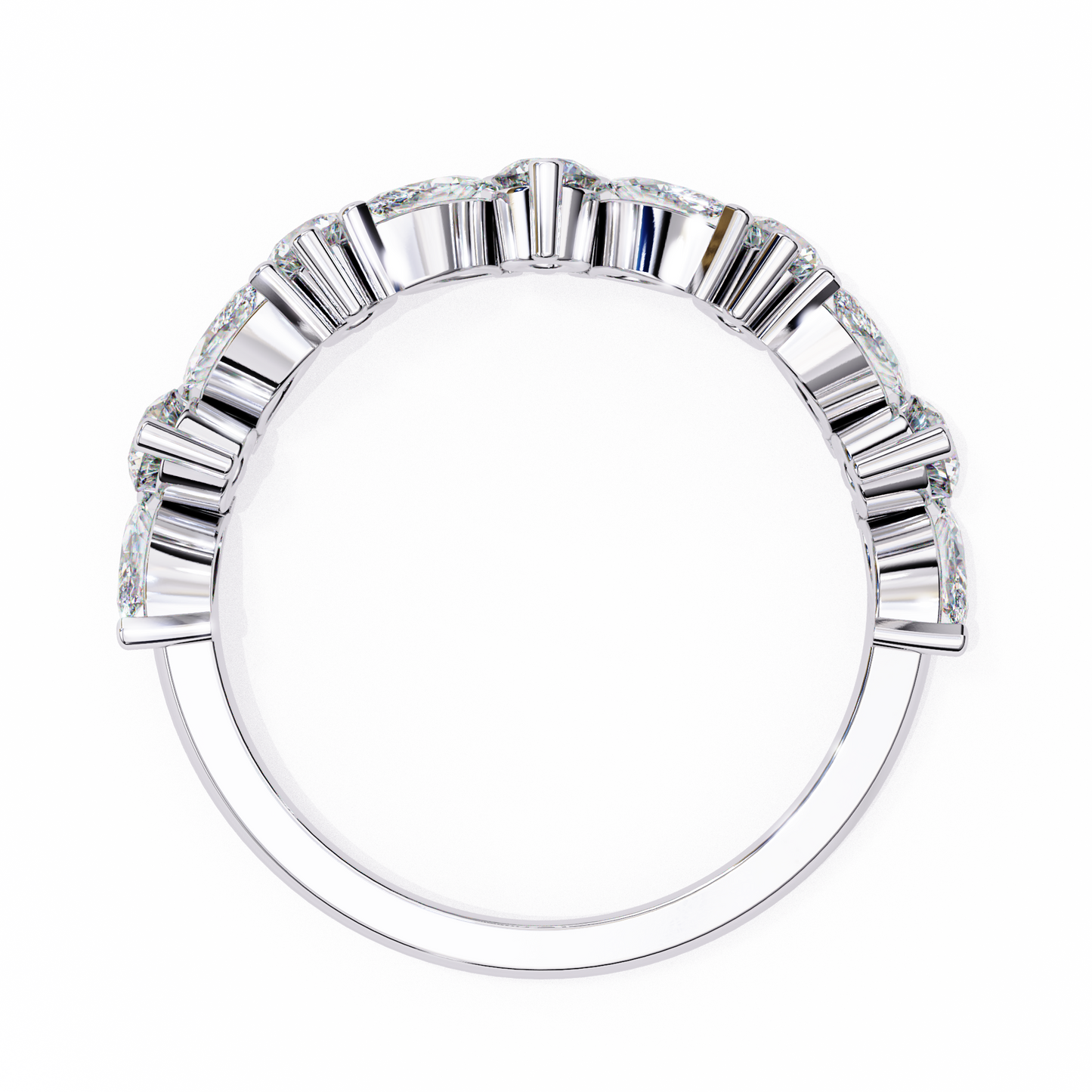 0.90 CTW Marquise And Round Lab Grown Diamond Alternating Wedding Band 14K Gold