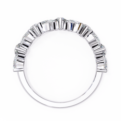 0.90 CTW Marquise And Round Lab Grown Diamond Alternating Wedding Band 14K Gold