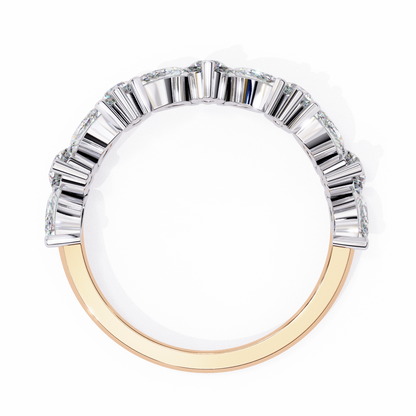 0.90 CTW Marquise And Round Lab Grown Diamond Alternating Wedding Band 14K Gold