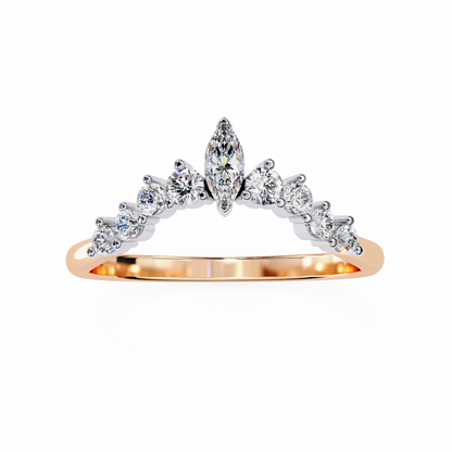 0.38 CTW Marquise-Center Graduated Crown Lab-Grown Diamond Wedding Band 14K Gold