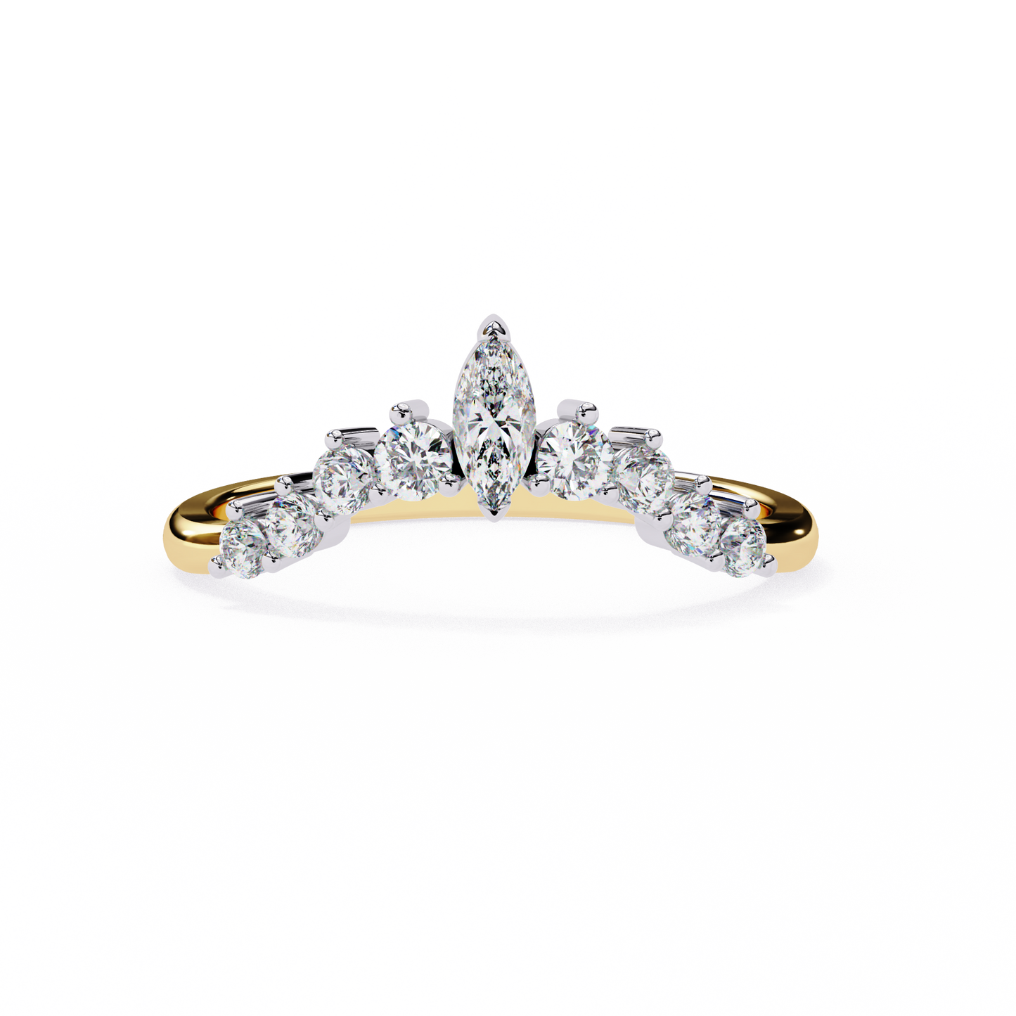 0.38 CTW Marquise-Center Graduated Crown Lab-Grown Diamond Wedding Band 14K Gold