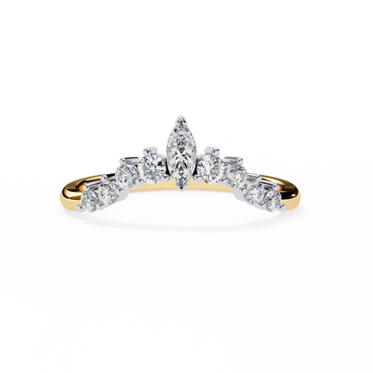 0.38 CTW Marquise-Center Graduated Crown Lab-Grown Diamond Wedding Band 14K Gold