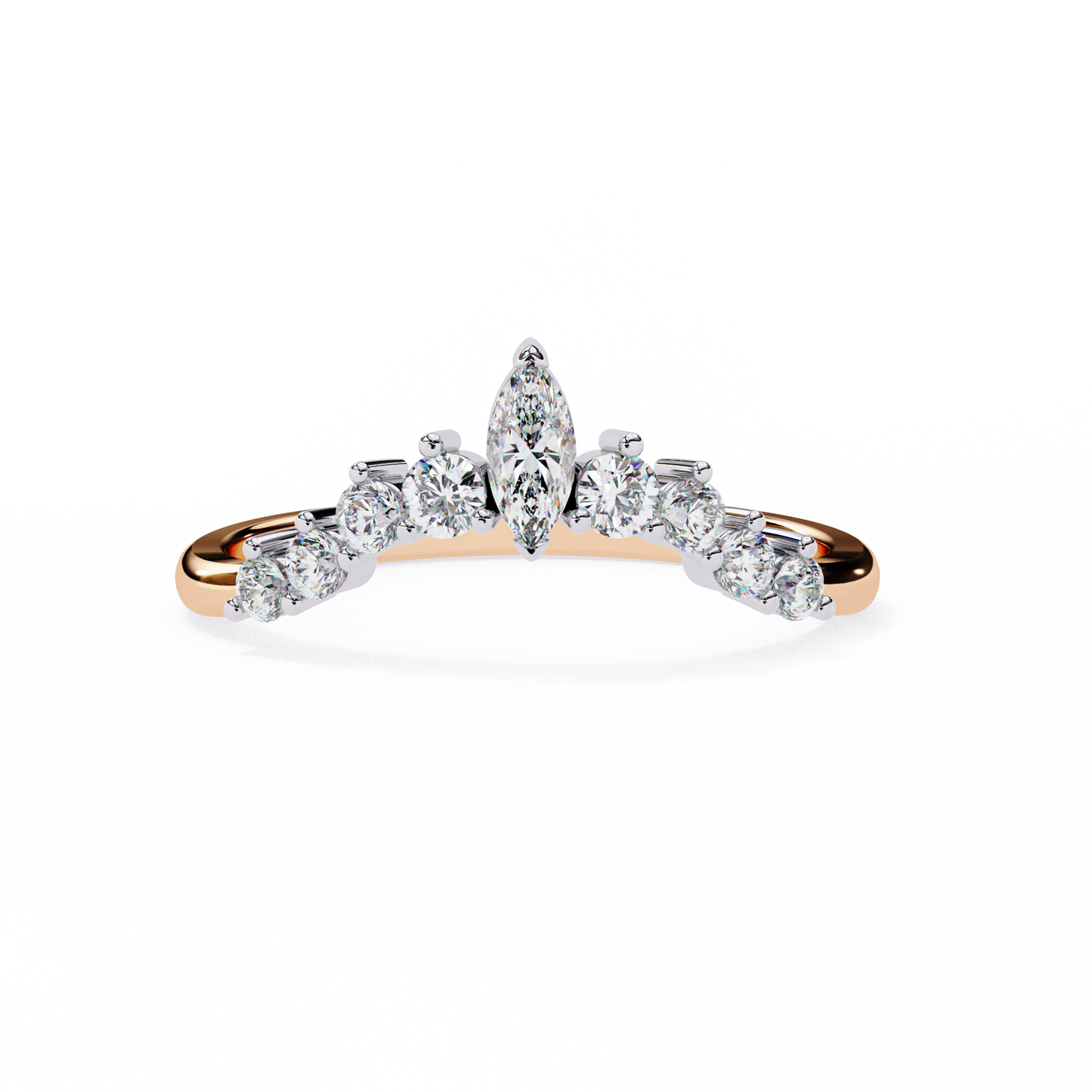 0.38 CTW Marquise-Center Graduated Crown Lab-Grown Diamond Wedding Band 14K Gold