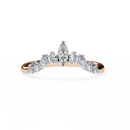 0.38 CTW Marquise-Center Graduated Crown Lab-Grown Diamond Wedding Band 14K Gold