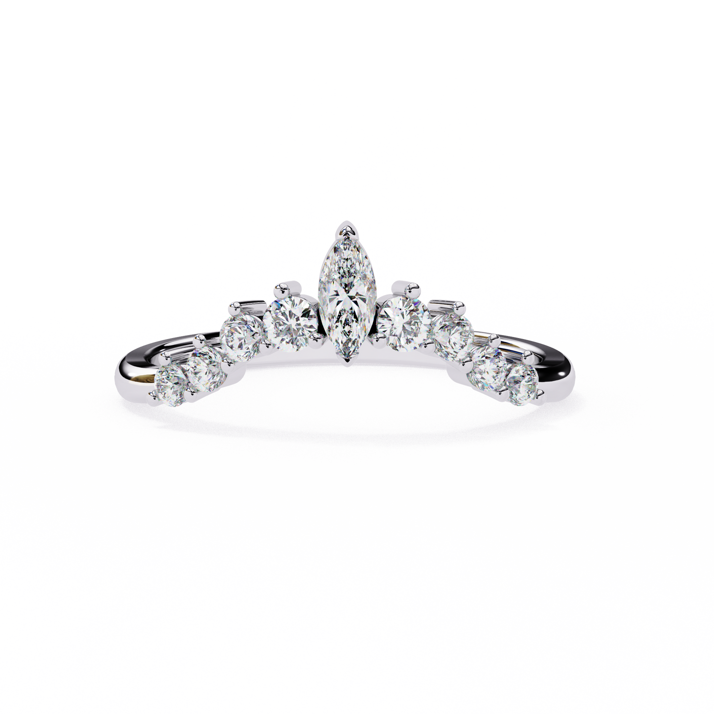 0.38 CTW Marquise-Center Graduated Crown Lab-Grown Diamond Wedding Band 14K Gold