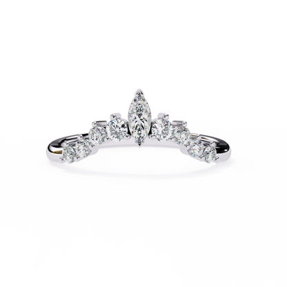0.38 CTW Marquise-Center Graduated Crown Lab-Grown Diamond Wedding Band 14K Gold